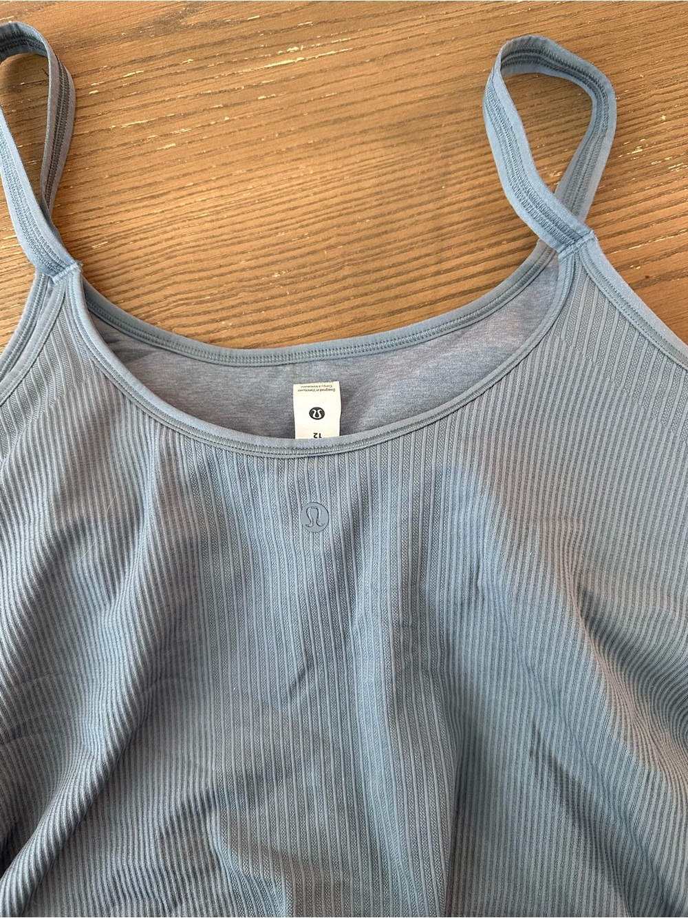lululemon padded ribbed cami in dusty blue - size 12 - Picture 3 of 4